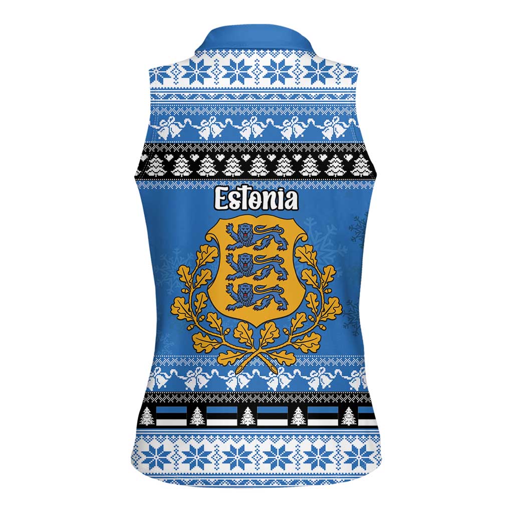 Estonia Christmas Women Sleeveless Polo Shirt Coat Of Arms Haid Joule - Wonder Print Shop