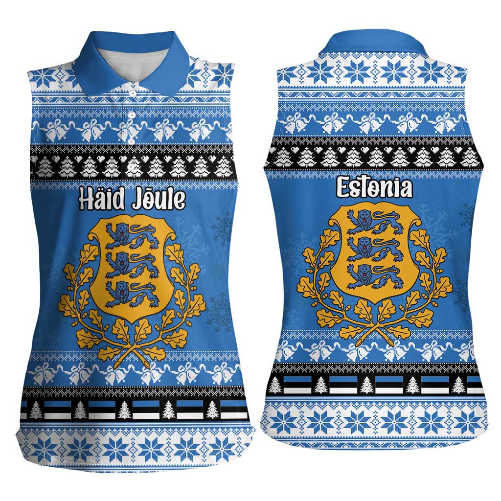 Estonia Christmas Women Sleeveless Polo Shirt Coat Of Arms Haid Joule - Wonder Print Shop