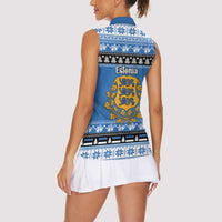 Estonia Christmas Women Sleeveless Polo Shirt Coat Of Arms Haid Joule - Wonder Print Shop