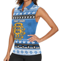Estonia Christmas Women Sleeveless Polo Shirt Coat Of Arms Haid Joule - Wonder Print Shop