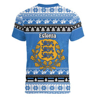 Estonia Christmas Women V-Neck T-Shirt Coat Of Arms Haid Joule - Wonder Print Shop