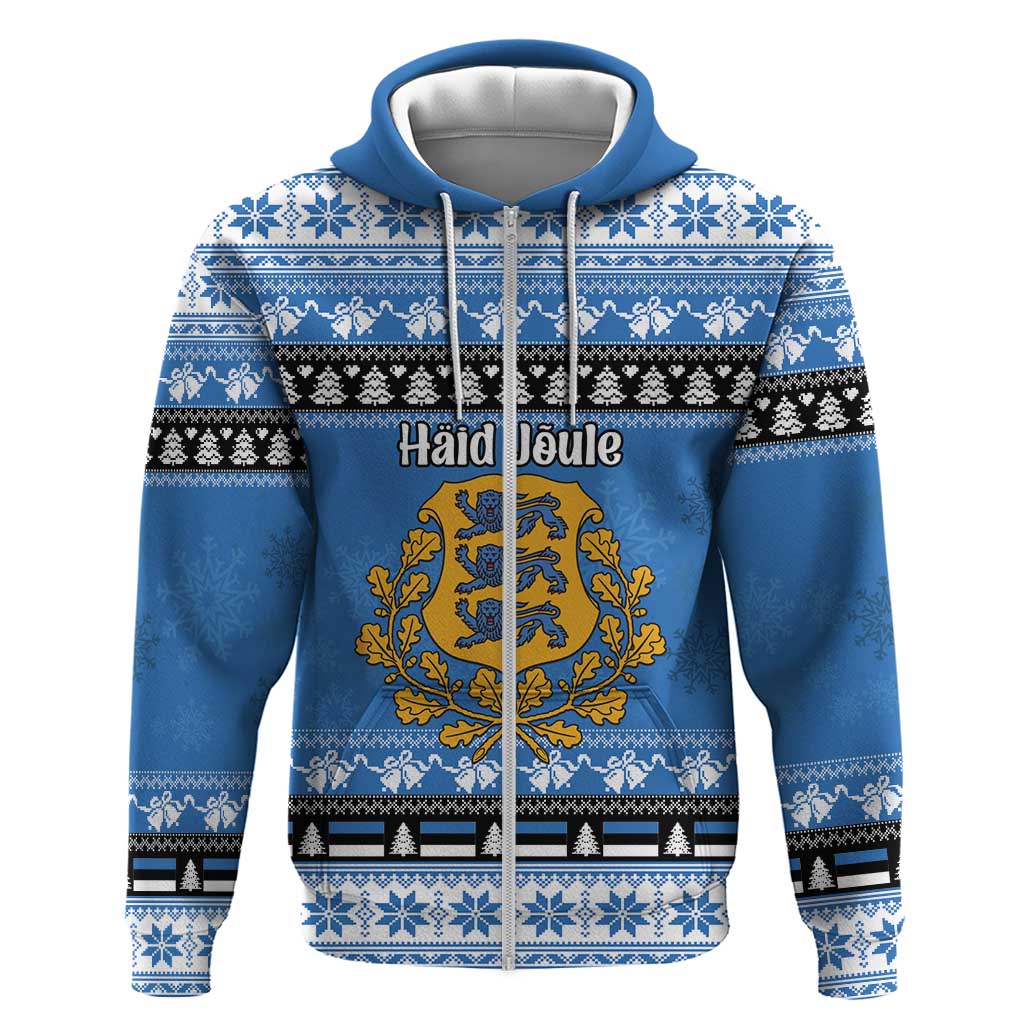 Estonia Christmas Zip Hoodie Coat Of Arms Haid Joule - Wonder Print Shop