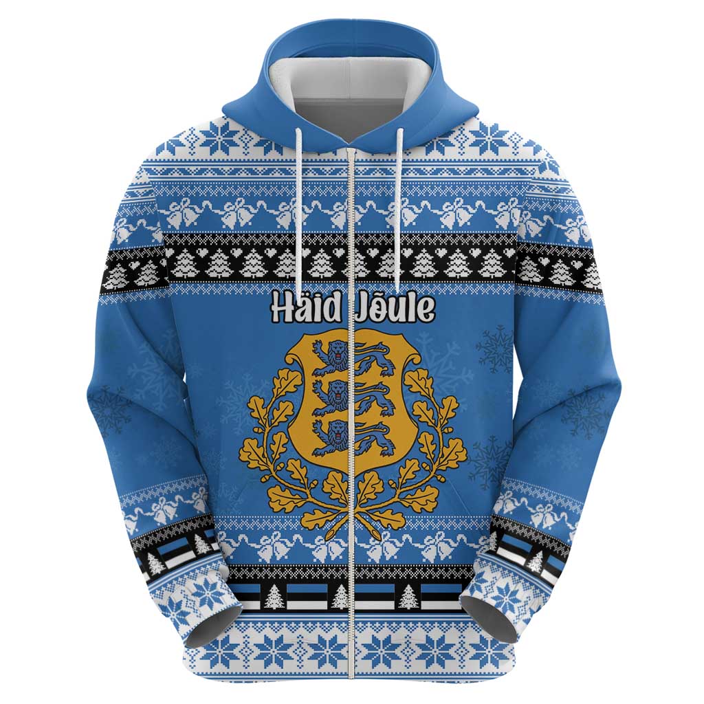 Estonia Christmas Zip Hoodie Coat Of Arms Haid Joule - Wonder Print Shop