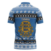 Estonia Christmas Zipper Polo Shirt Coat Of Arms Haid Joule - Wonder Print Shop