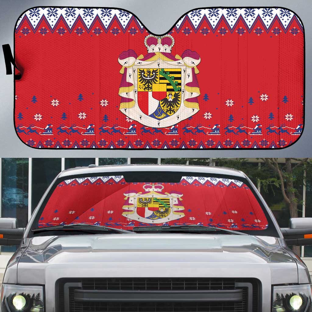 Liechtenstein Christmas Auto Sun Shade Coat Of Arms Frohe Weihnachten - Wonder Print Shop
