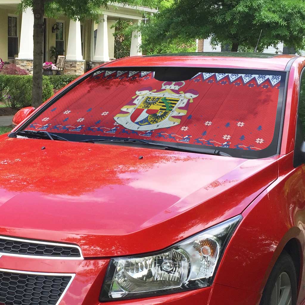 Liechtenstein Christmas Auto Sun Shade Coat Of Arms Frohe Weihnachten - Wonder Print Shop