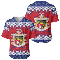 Liechtenstein Christmas Baseball Jersey Coat Of Arms Frohe Weihnachten - Wonder Print Shop