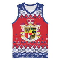 Liechtenstein Christmas Basketball Jersey Coat Of Arms Frohe Weihnachten - Wonder Print Shop