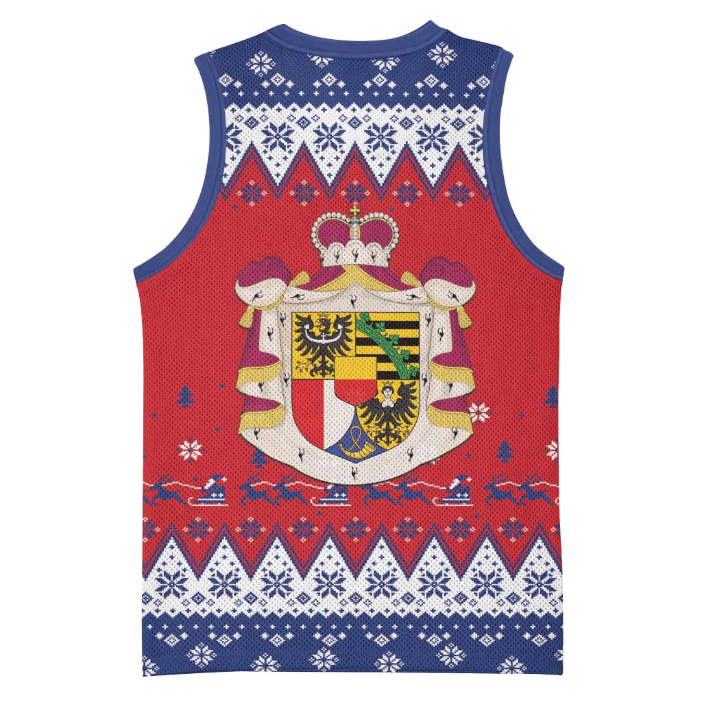 Liechtenstein Christmas Basketball Jersey Coat Of Arms Frohe Weihnachten - Wonder Print Shop