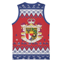 Liechtenstein Christmas Basketball Jersey Coat Of Arms Frohe Weihnachten - Wonder Print Shop