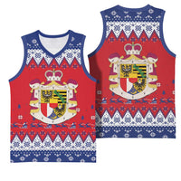 Liechtenstein Christmas Basketball Jersey Coat Of Arms Frohe Weihnachten - Wonder Print Shop
