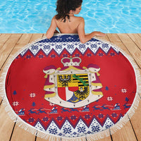 Liechtenstein Christmas Beach Blanket Coat Of Arms Frohe Weihnachten - Wonder Print Shop