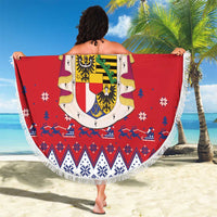 Liechtenstein Christmas Beach Blanket Coat Of Arms Frohe Weihnachten - Wonder Print Shop
