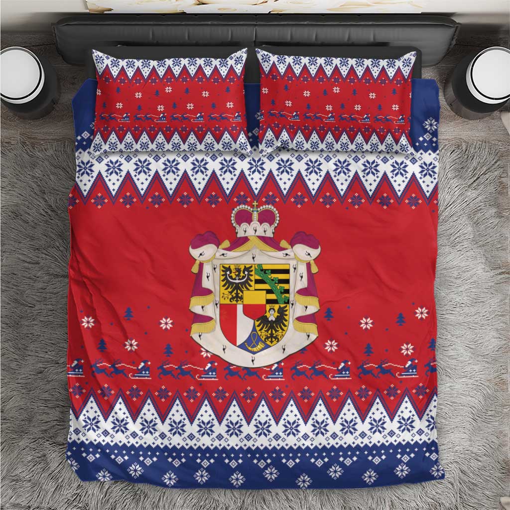 Liechtenstein Christmas Bedding Set Coat Of Arms Frohe Weihnachten - Wonder Print Shop