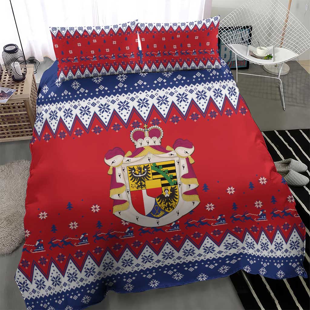 Liechtenstein Christmas Bedding Set Coat Of Arms Frohe Weihnachten - Wonder Print Shop