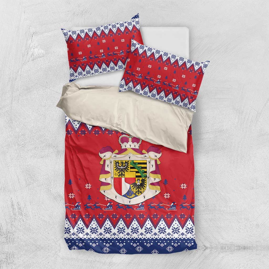 Liechtenstein Christmas Bedding Set Coat Of Arms Frohe Weihnachten - Wonder Print Shop