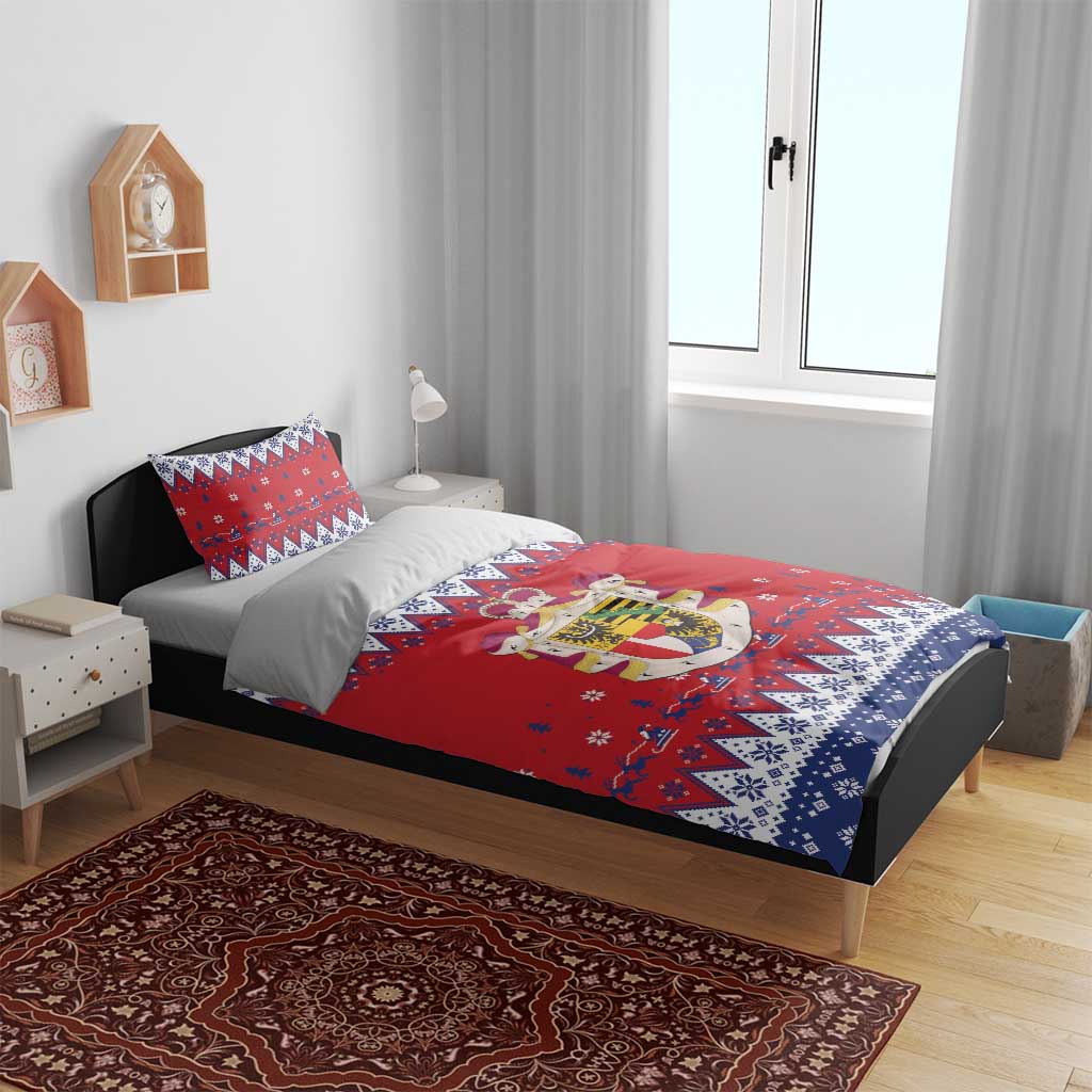 Liechtenstein Christmas Bedding Set Coat Of Arms Frohe Weihnachten - Wonder Print Shop