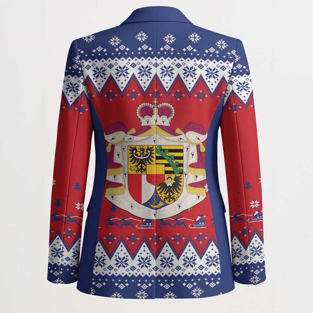 Liechtenstein Christmas Blazer Coat Of Arms Frohe Weihnachten - Wonder Print Shop