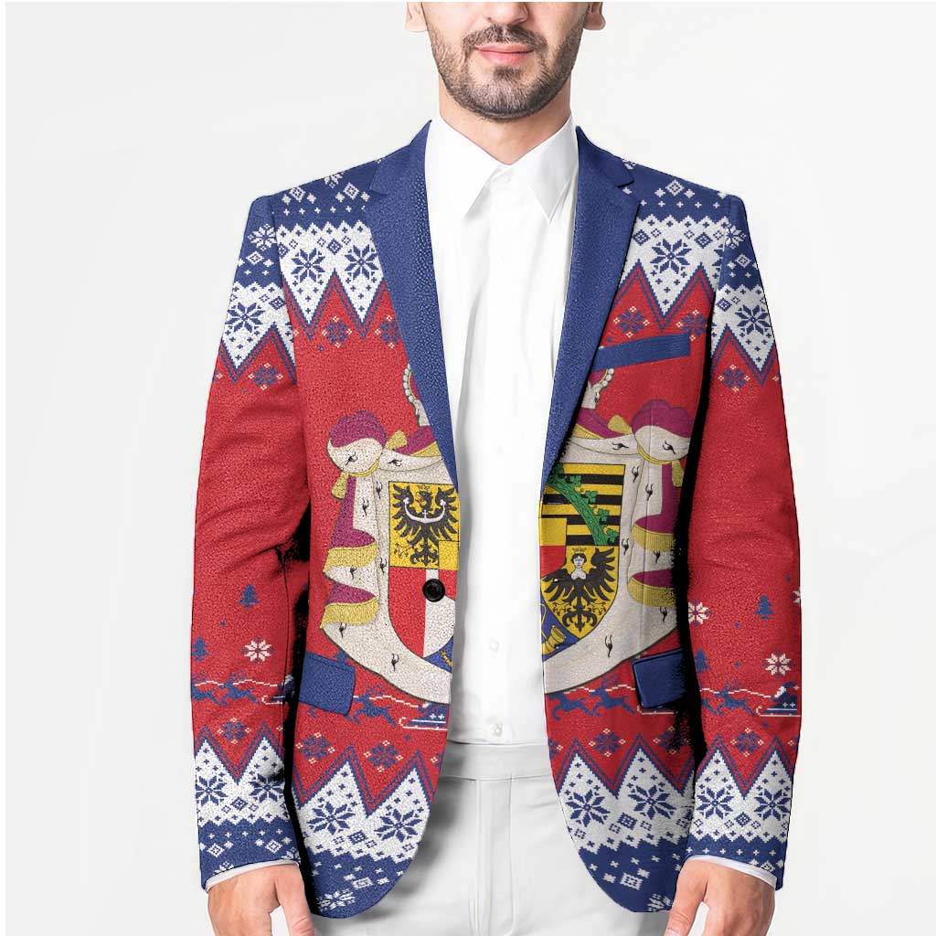 Liechtenstein Christmas Blazer Coat Of Arms Frohe Weihnachten - Wonder Print Shop