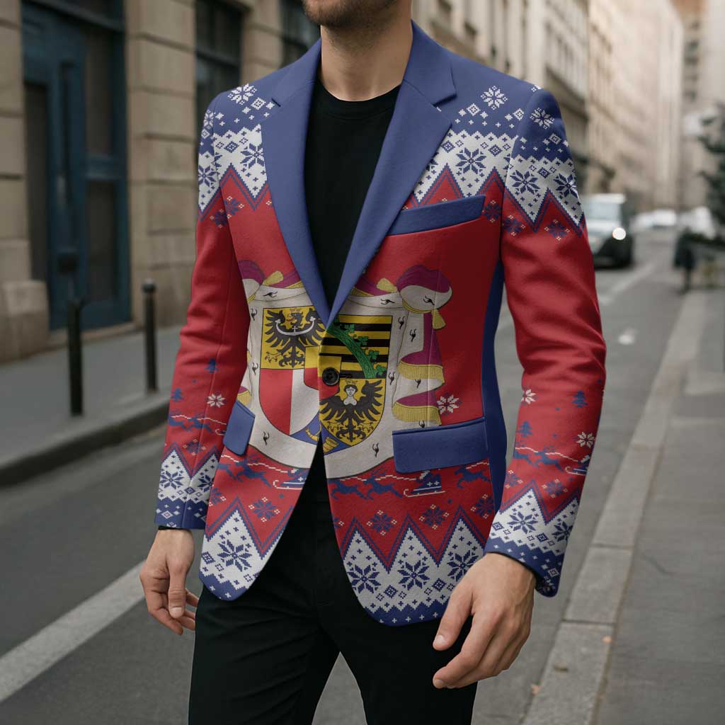 Liechtenstein Christmas Blazer Coat Of Arms Frohe Weihnachten - Wonder Print Shop
