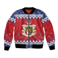 Liechtenstein Christmas Bomber Jacket Coat Of Arms Frohe Weihnachten - Wonder Print Shop