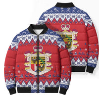 Liechtenstein Christmas Bomber Puffer Jacket Coat Of Arms Frohe Weihnachten - Wonder Print Shop