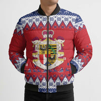 Liechtenstein Christmas Bomber Puffer Jacket Coat Of Arms Frohe Weihnachten - Wonder Print Shop
