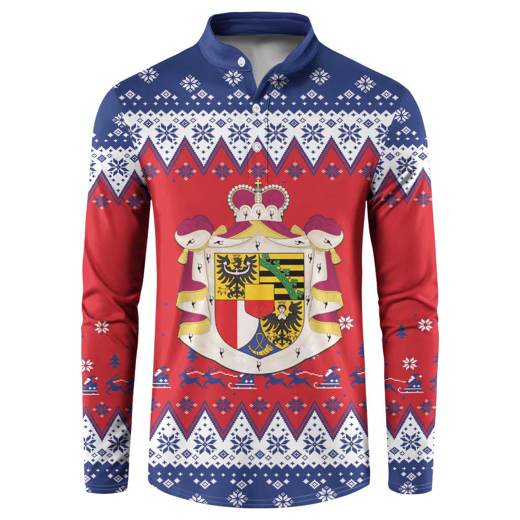 Liechtenstein Christmas Button Sweatshirt Coat Of Arms Frohe Weihnachten - Wonder Print Shop