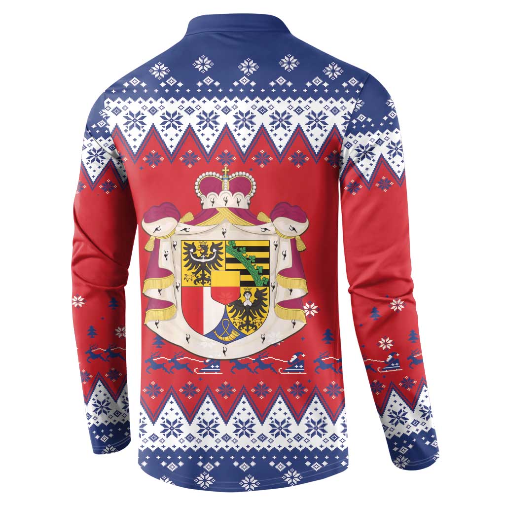 Liechtenstein Christmas Button Sweatshirt Coat Of Arms Frohe Weihnachten - Wonder Print Shop