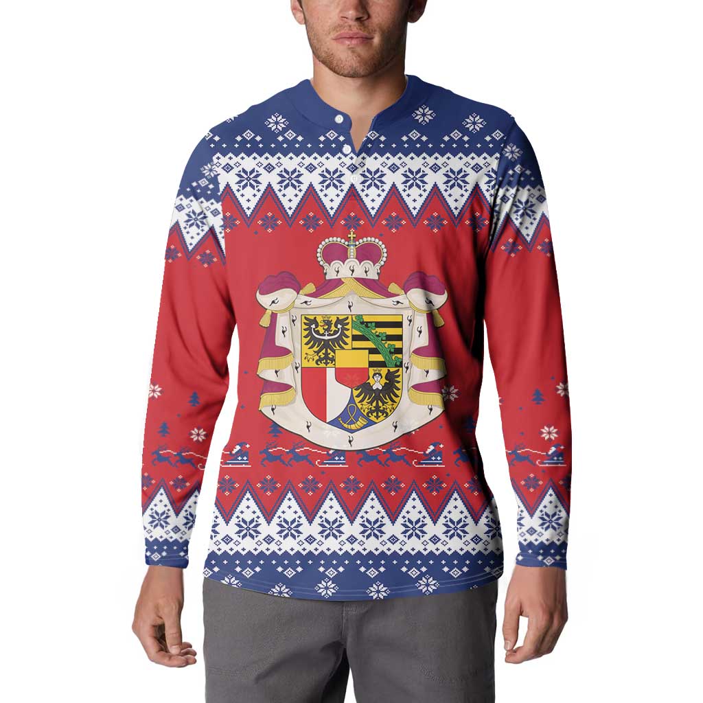 Liechtenstein Christmas Button Sweatshirt Coat Of Arms Frohe Weihnachten - Wonder Print Shop