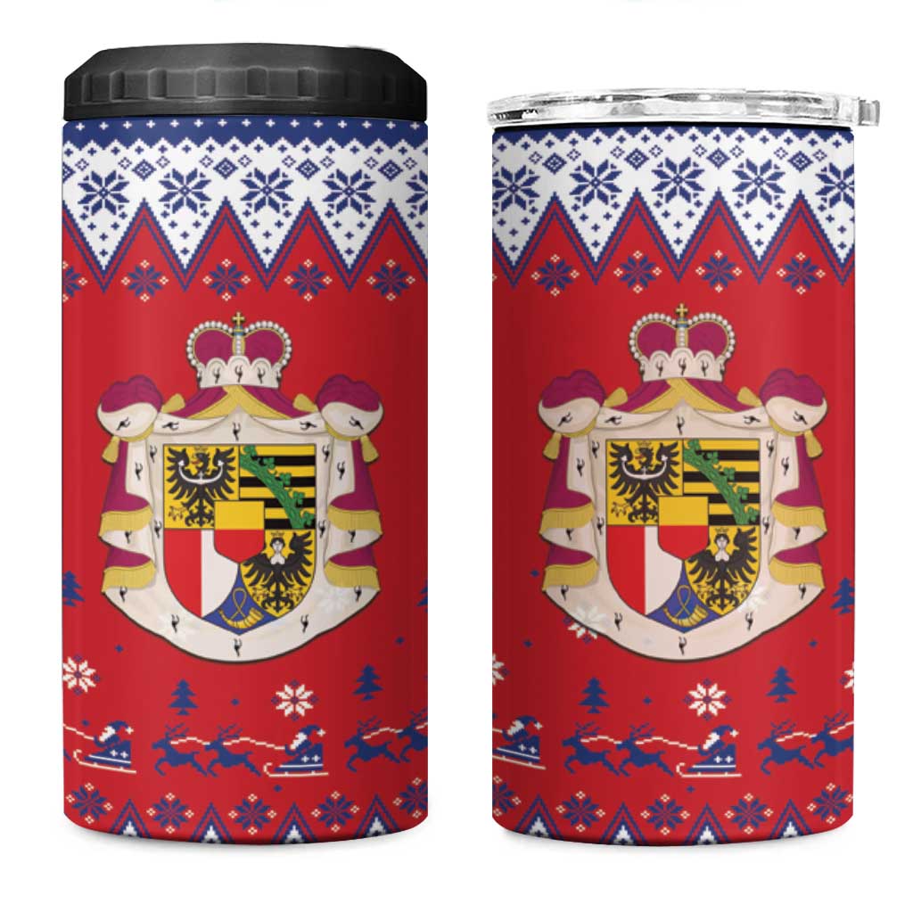Liechtenstein Christmas 4 in 1 Can Cooler Tumbler Coat Of Arms Frohe Weihnachten - Wonder Print Shop