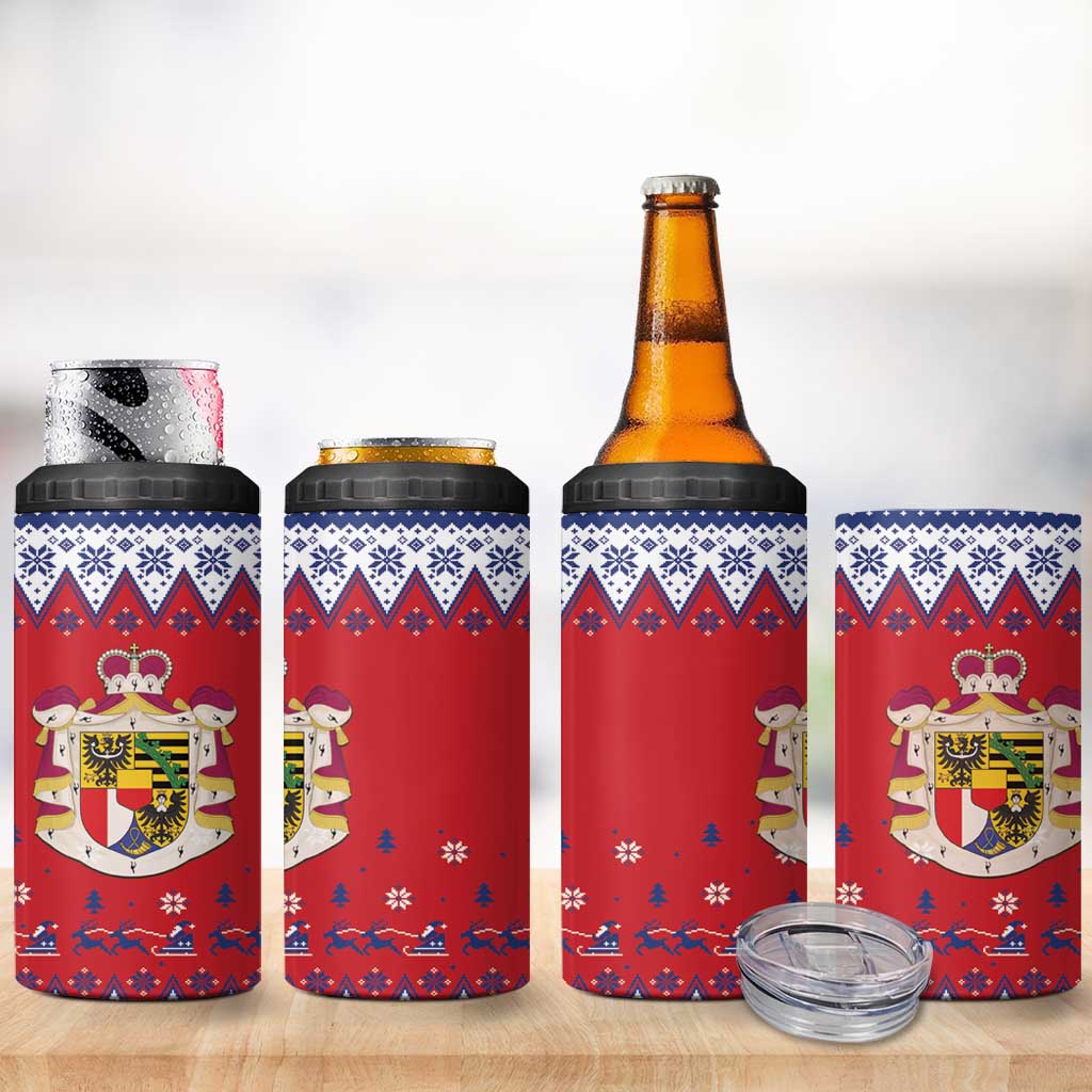 Liechtenstein Christmas 4 in 1 Can Cooler Tumbler Coat Of Arms Frohe Weihnachten - Wonder Print Shop