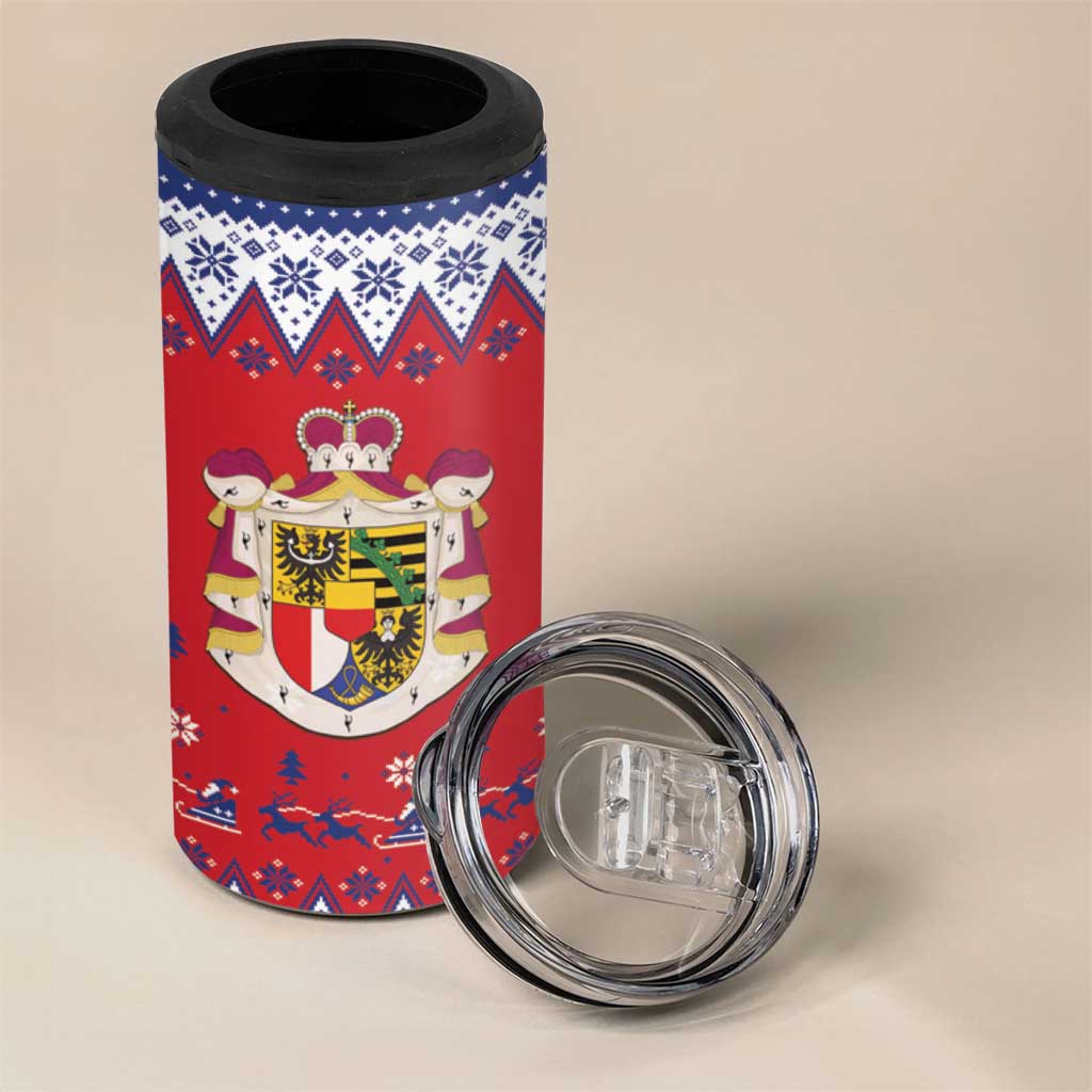 Liechtenstein Christmas 4 in 1 Can Cooler Tumbler Coat Of Arms Frohe Weihnachten - Wonder Print Shop