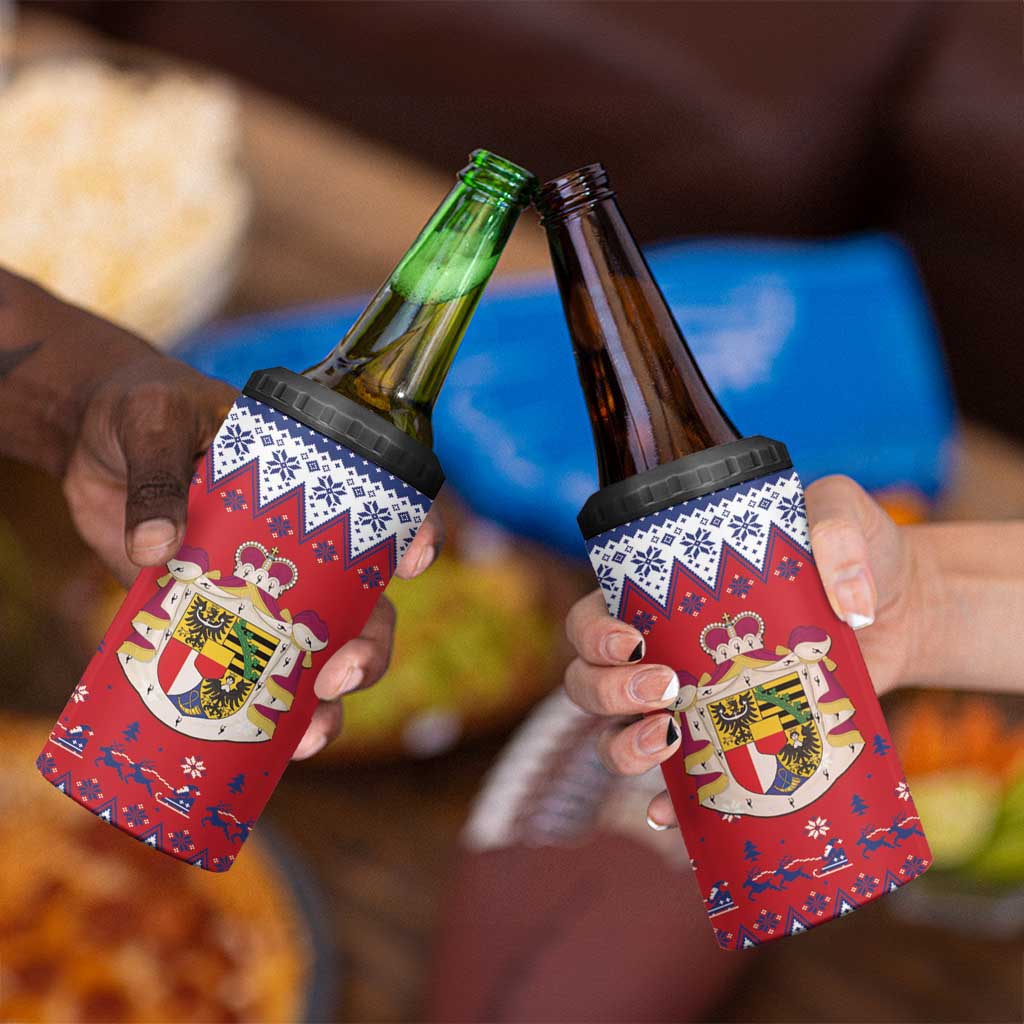 Liechtenstein Christmas 4 in 1 Can Cooler Tumbler Coat Of Arms Frohe Weihnachten - Wonder Print Shop