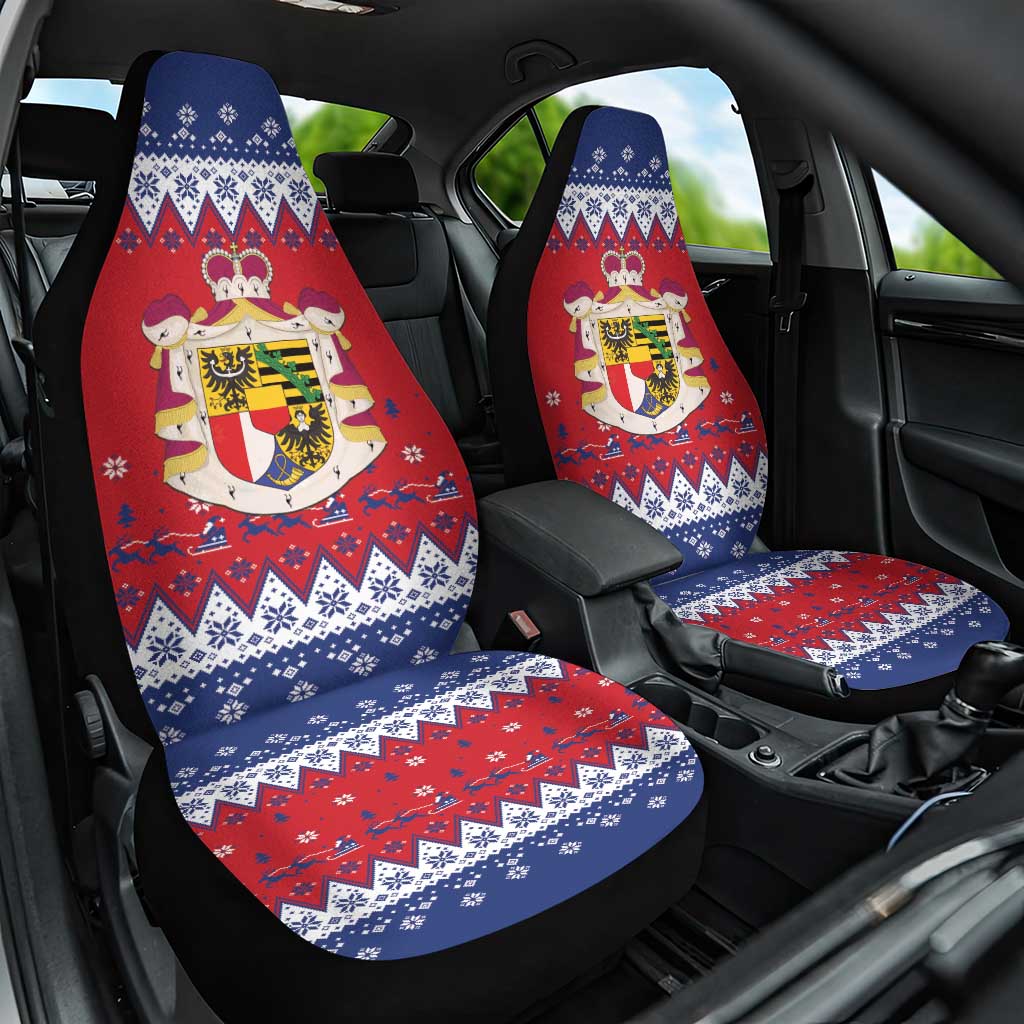 Liechtenstein Christmas Car Seat Cover Coat Of Arms Frohe Weihnachten - Wonder Print Shop