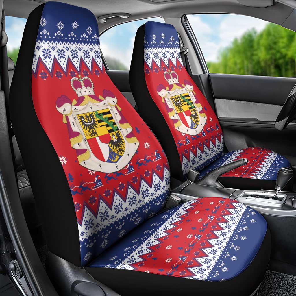 Liechtenstein Christmas Car Seat Cover Coat Of Arms Frohe Weihnachten - Wonder Print Shop