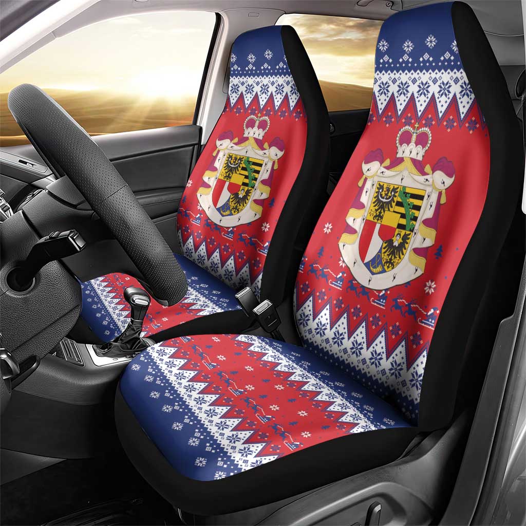 Liechtenstein Christmas Car Seat Cover Coat Of Arms Frohe Weihnachten - Wonder Print Shop