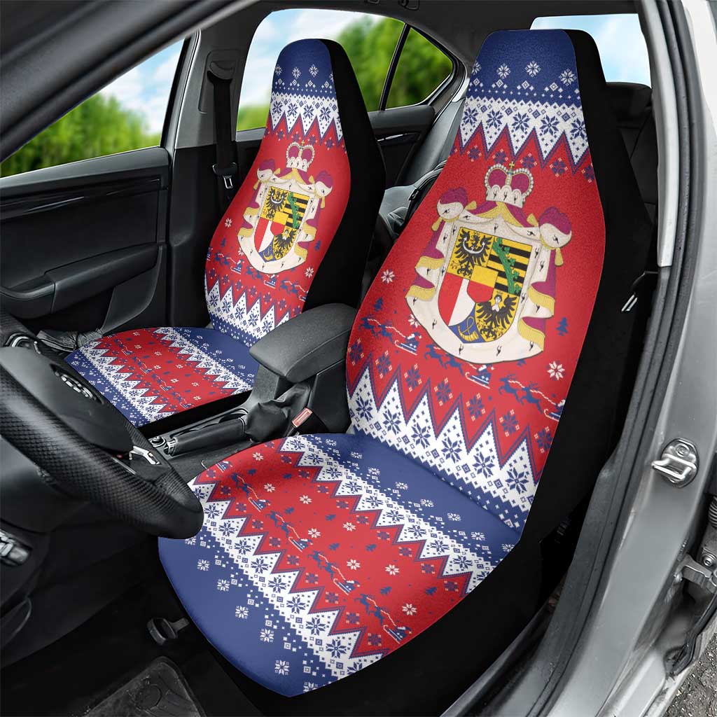 Liechtenstein Christmas Car Seat Cover Coat Of Arms Frohe Weihnachten - Wonder Print Shop