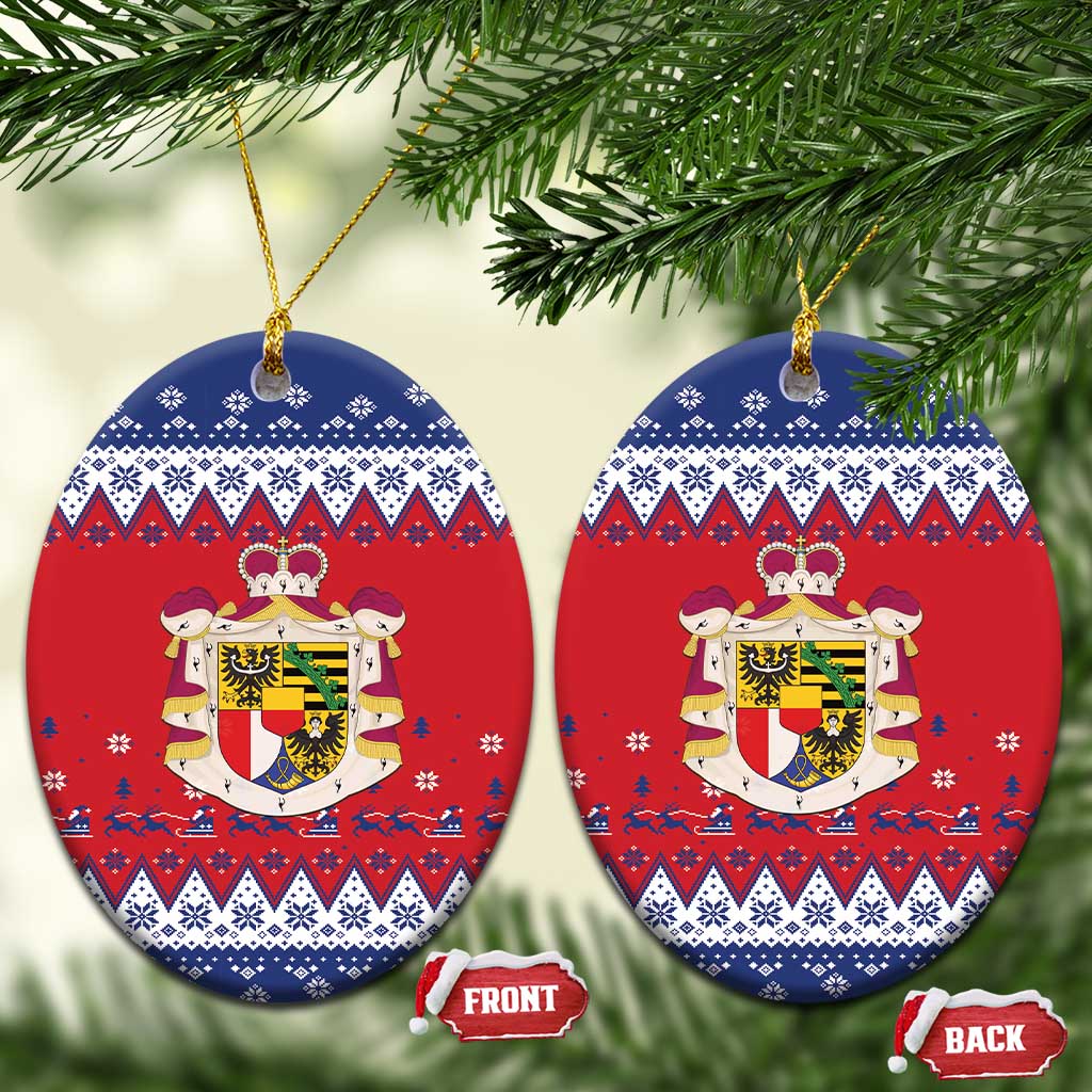 Liechtenstein Christmas Ceramic Ornament Coat Of Arms Frohe Weihnachten - Wonder Print Shop