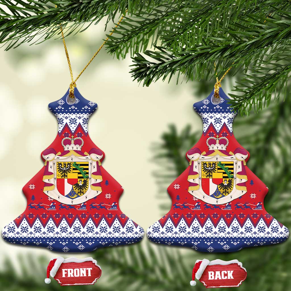 Liechtenstein Christmas Ceramic Ornament Coat Of Arms Frohe Weihnachten - Wonder Print Shop