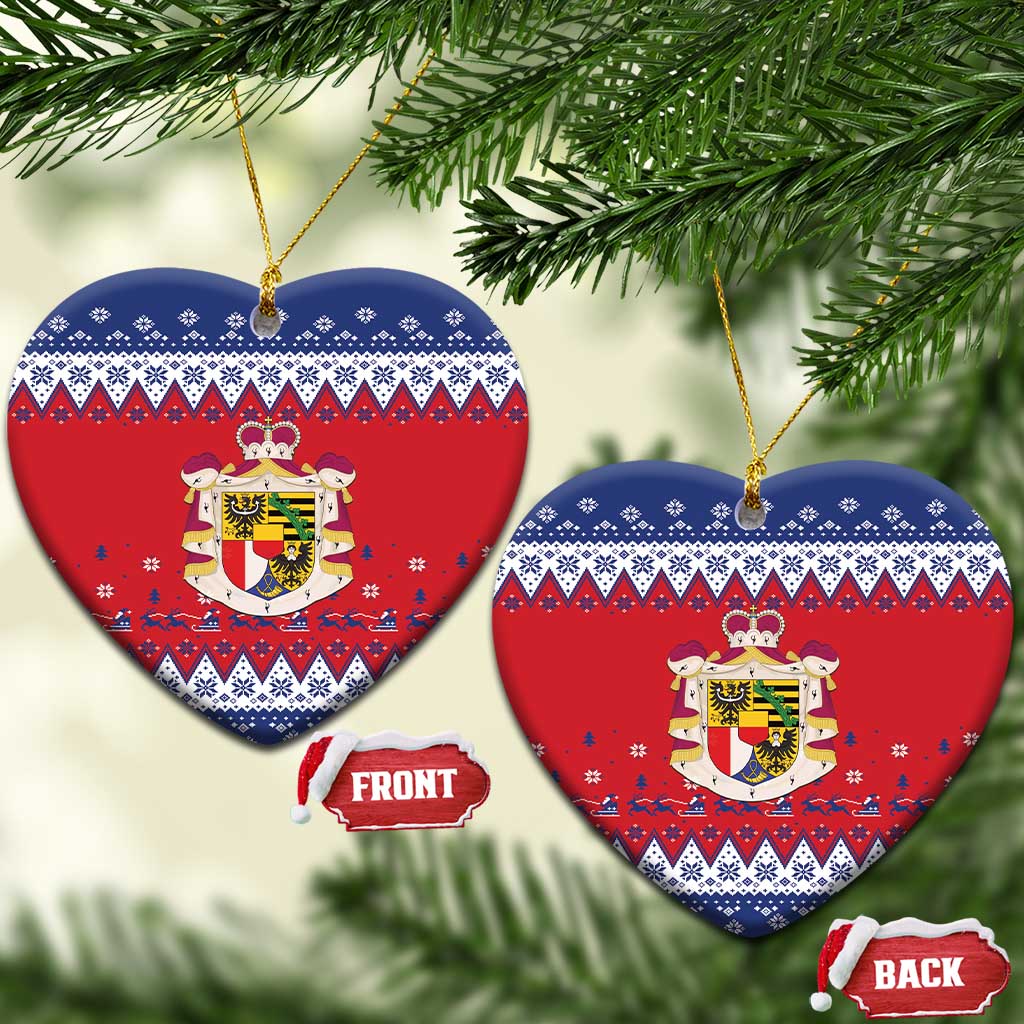 Liechtenstein Christmas Ceramic Ornament Coat Of Arms Frohe Weihnachten - Wonder Print Shop