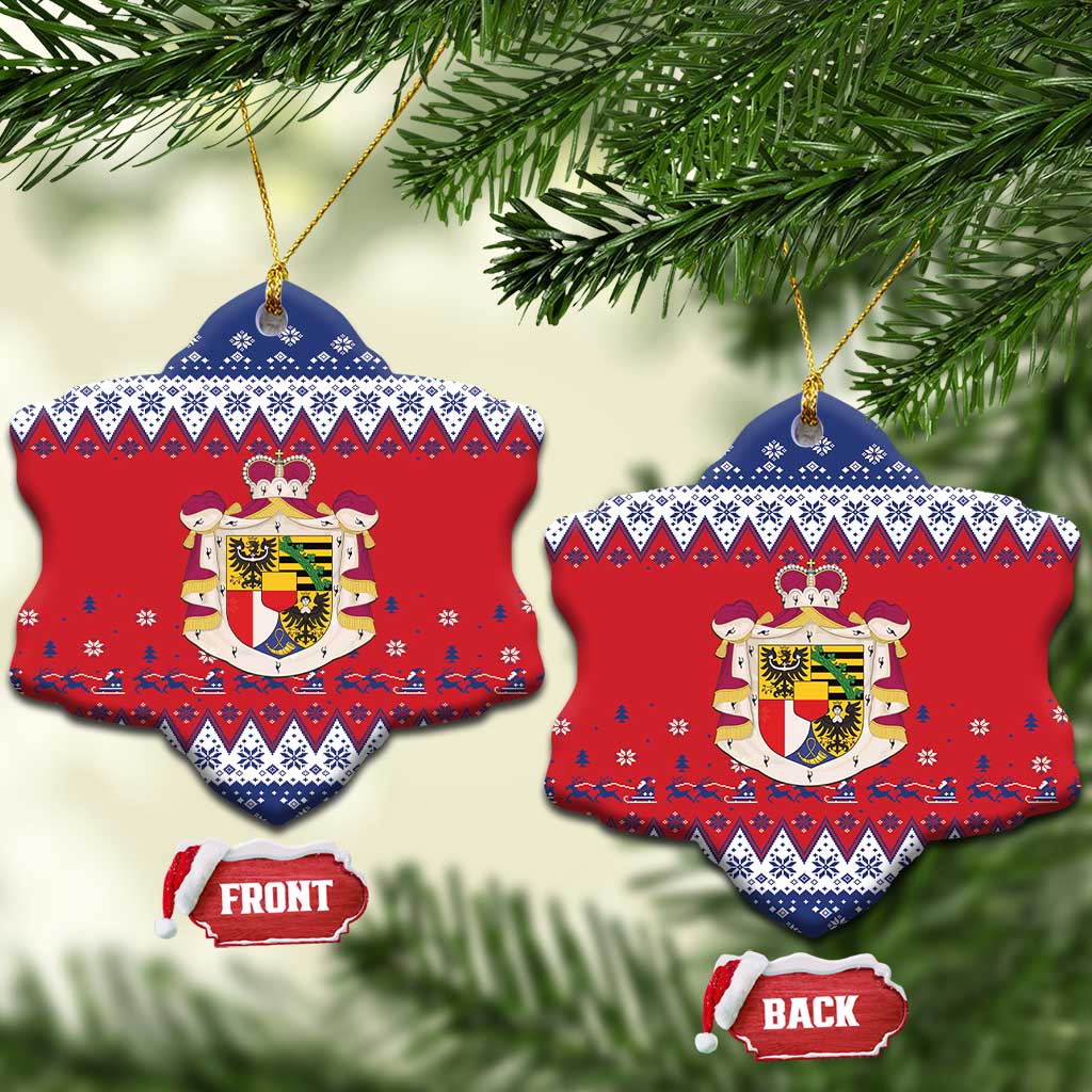 Liechtenstein Christmas Ceramic Ornament Coat Of Arms Frohe Weihnachten - Wonder Print Shop