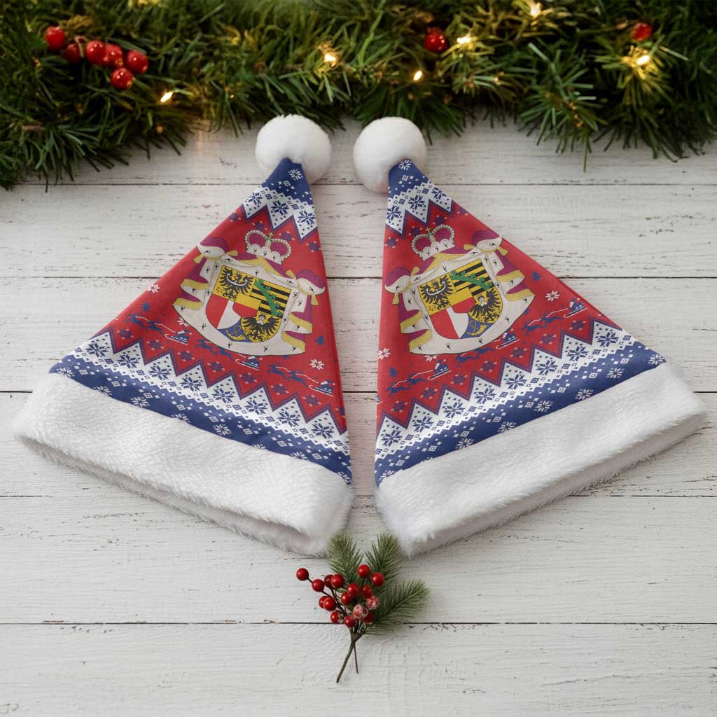 Liechtenstein Christmas Santa Hat Coat Of Arms Frohe Weihnachten - Wonder Print Shop