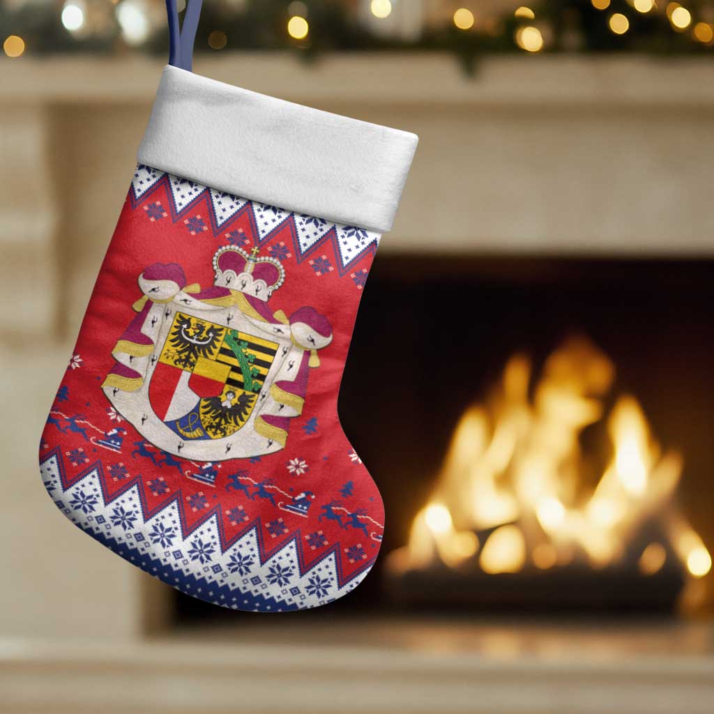 Liechtenstein Christmas Stocking Coat Of Arms Frohe Weihnachten - Wonder Print Shop