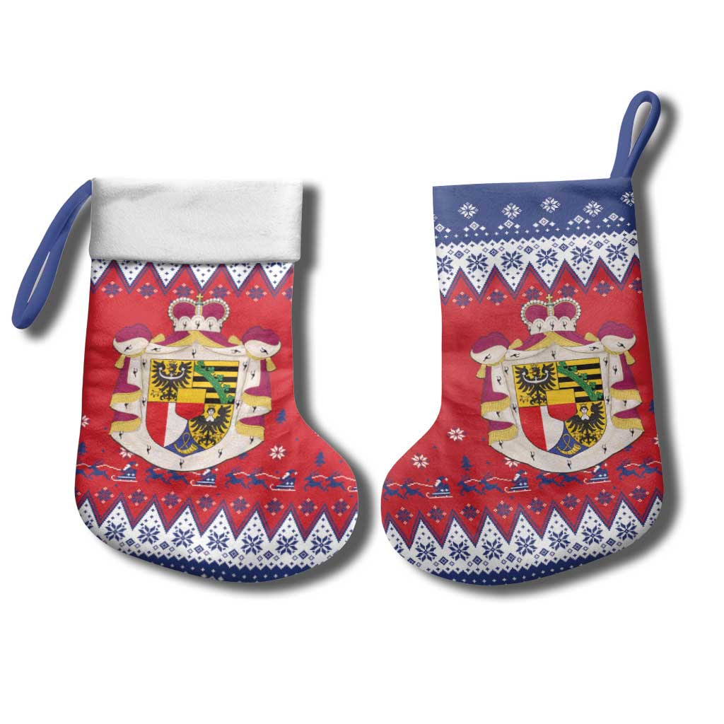 Liechtenstein Christmas Stocking Coat Of Arms Frohe Weihnachten - Wonder Print Shop