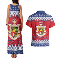 Liechtenstein Christmas Couples Matching Tank Maxi Dress and Hawaiian Shirt Coat Of Arms Frohe Weihnachten - Wonder Print Shop