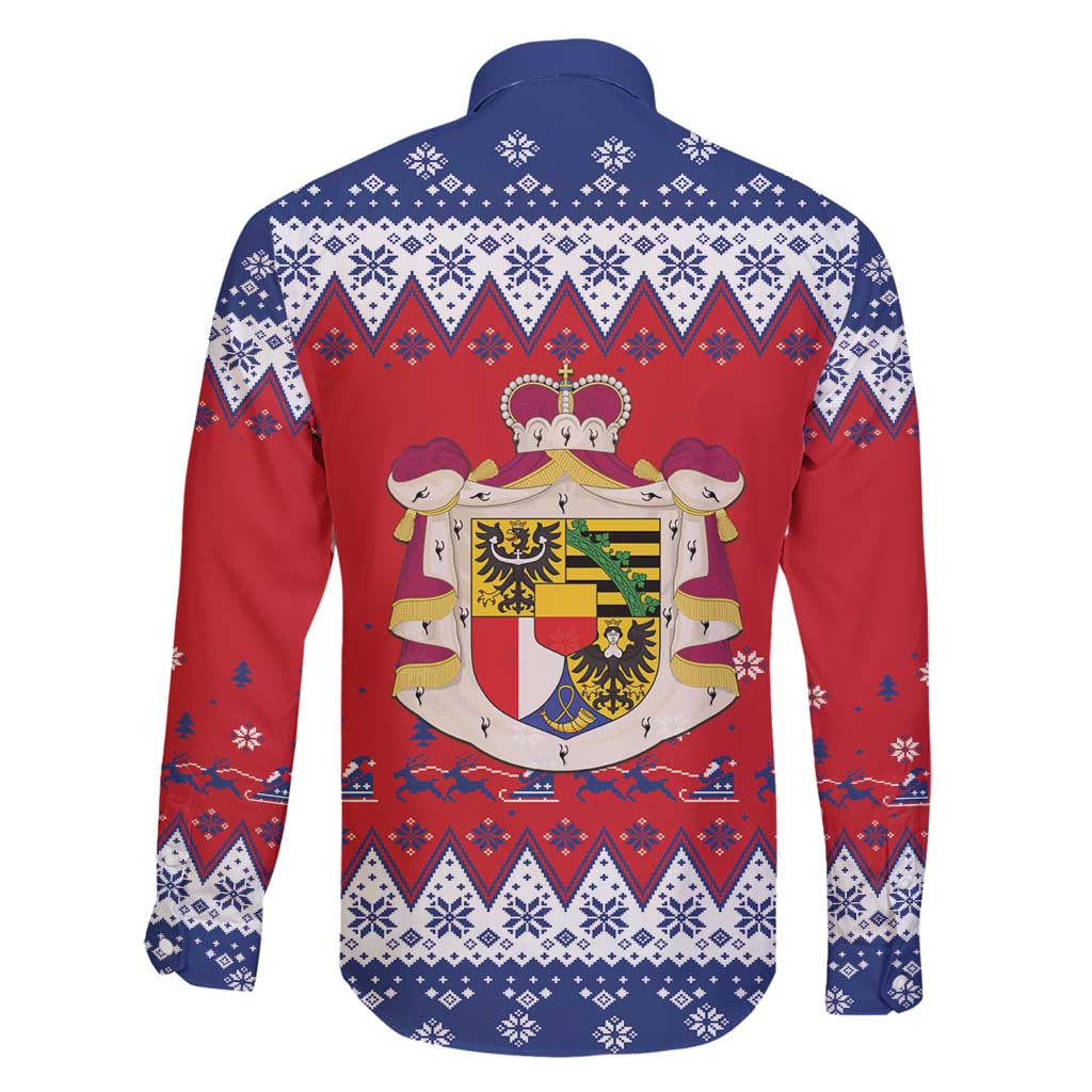 Liechtenstein Christmas Family Matching Long Sleeve Bodycon Dress and Hawaiian Shirt Coat Of Arms Frohe Weihnachten - Wonder Print Shop