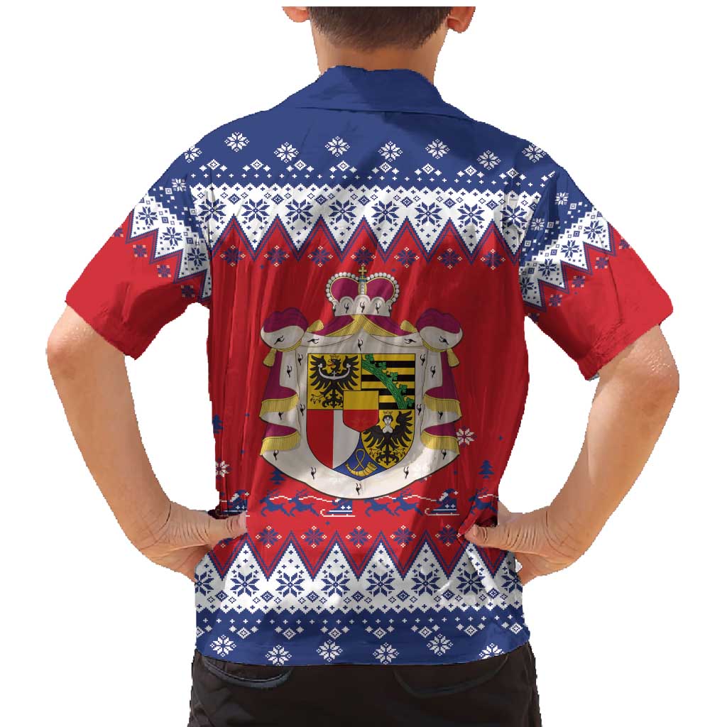 Liechtenstein Christmas Family Matching Mermaid Dress and Hawaiian Shirt Coat Of Arms Frohe Weihnachten - Wonder Print Shop