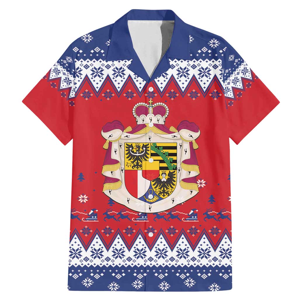 Liechtenstein Christmas Family Matching Mermaid Dress and Hawaiian Shirt Coat Of Arms Frohe Weihnachten - Wonder Print Shop