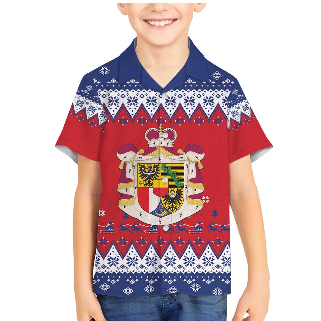 Liechtenstein Christmas Family Matching Mermaid Dress and Hawaiian Shirt Coat Of Arms Frohe Weihnachten - Wonder Print Shop